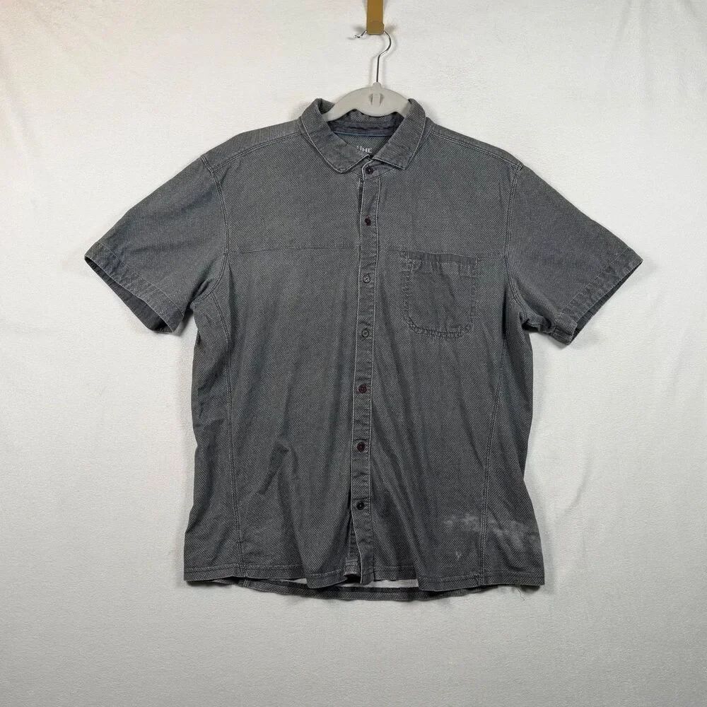 Kuhl Organic Cotton Short Sleeve Button Down Shirt Gray Medium Outdoor Casual